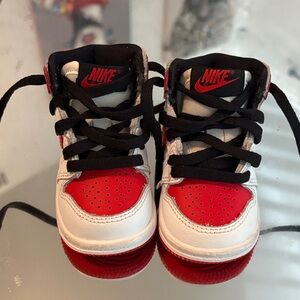 Nike Jordan Kids Black, Red, and White Sneakers